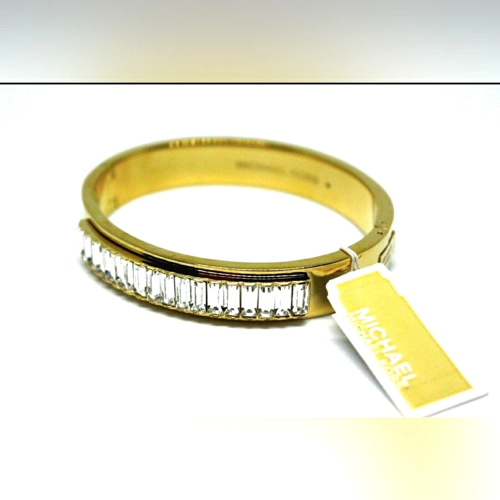 NEW MICHAEL KORS "BLACK FIRDAY" DIAMOND HARDWARE BRACELET; GOLD/WHITE DIAMOND